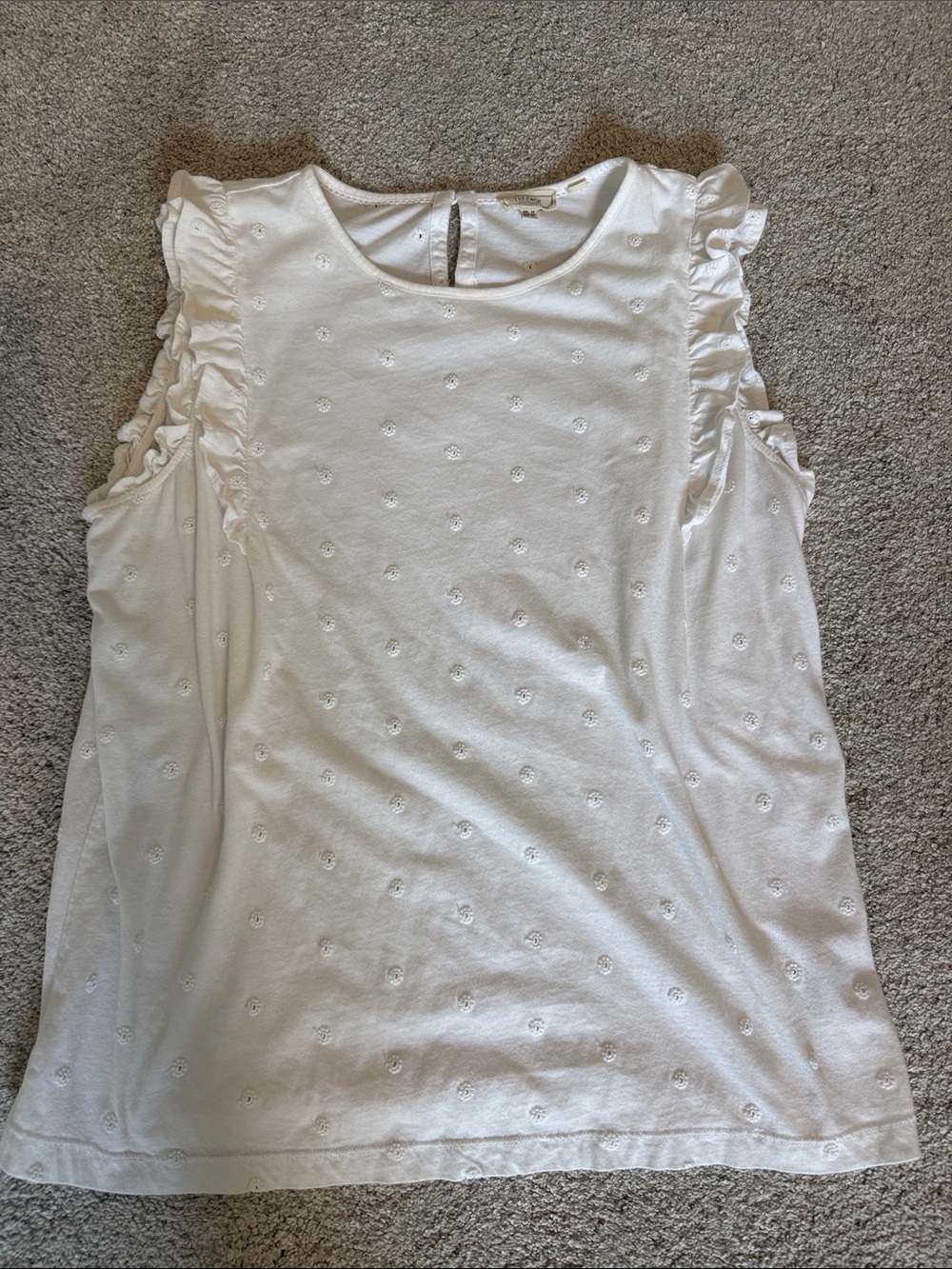 Fat Face White Eyelet Ruffle Tank